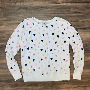 JOIE Edrie Hearts Print Crew Neck Sweatshirt XXS